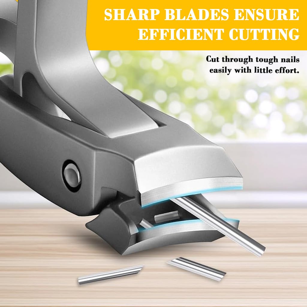 MAYCREATE Nail Clipper for Thick and Overgrown Nails with Curved Head and Ergonomic Handle | Sharp Stainless Steel Cutter for Fingernails and Toenails