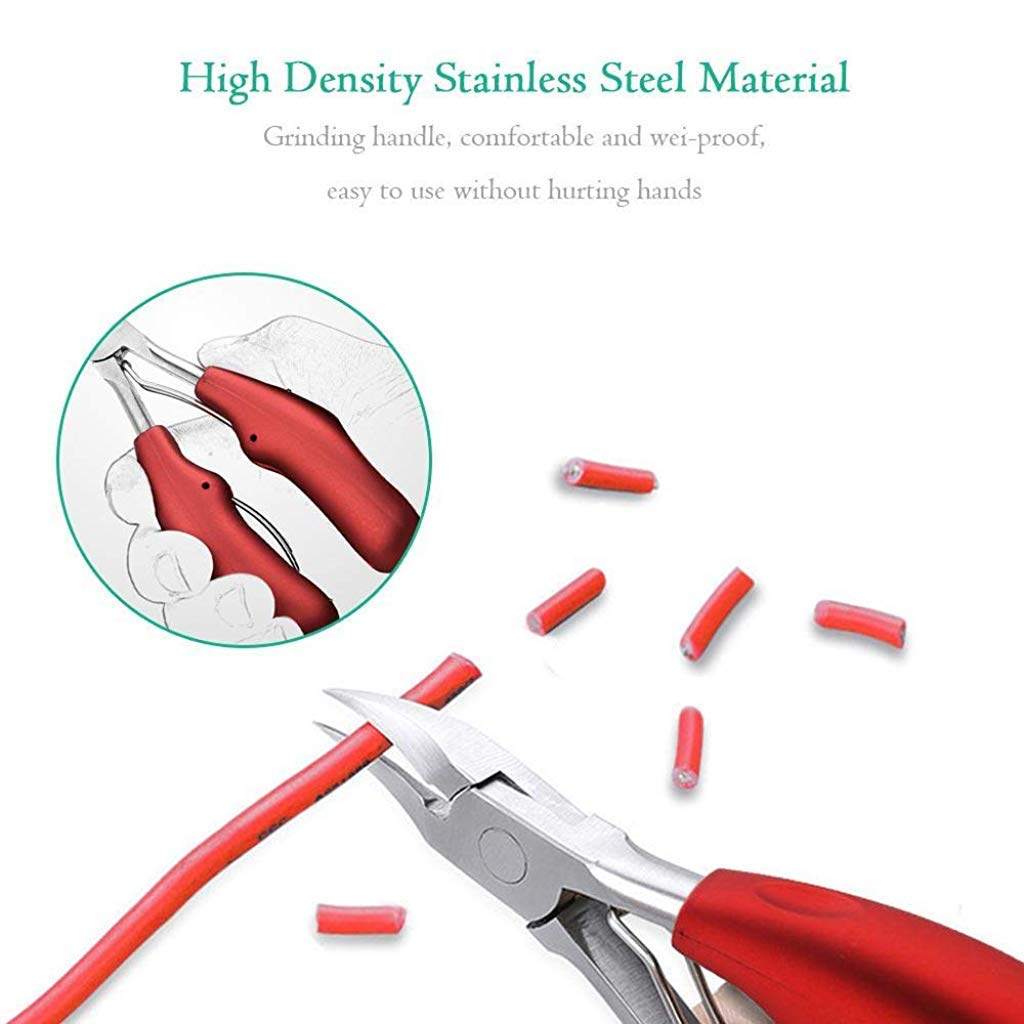 MAYCREATE Toe Nail Clipper for Ingrown or Thick Toenails with Double Spring and ABS Handle | 5PCS Stainless Steel Pedicure Kit