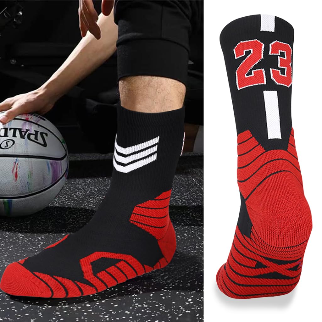 Proberos® 1 Pair Basketball Socks for Men, Cotton Socks Sports Socks, Over The Anklet Socks Crew Socks Terry-Cloth Sole Socks, Comfortable Athletic Socks for Men and Women Running&Training (Purple)