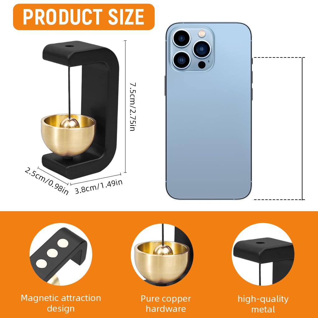 HASTHIP Metal Door Bell for Home or Shop with Magnetic Mount and Brass Chime | Black