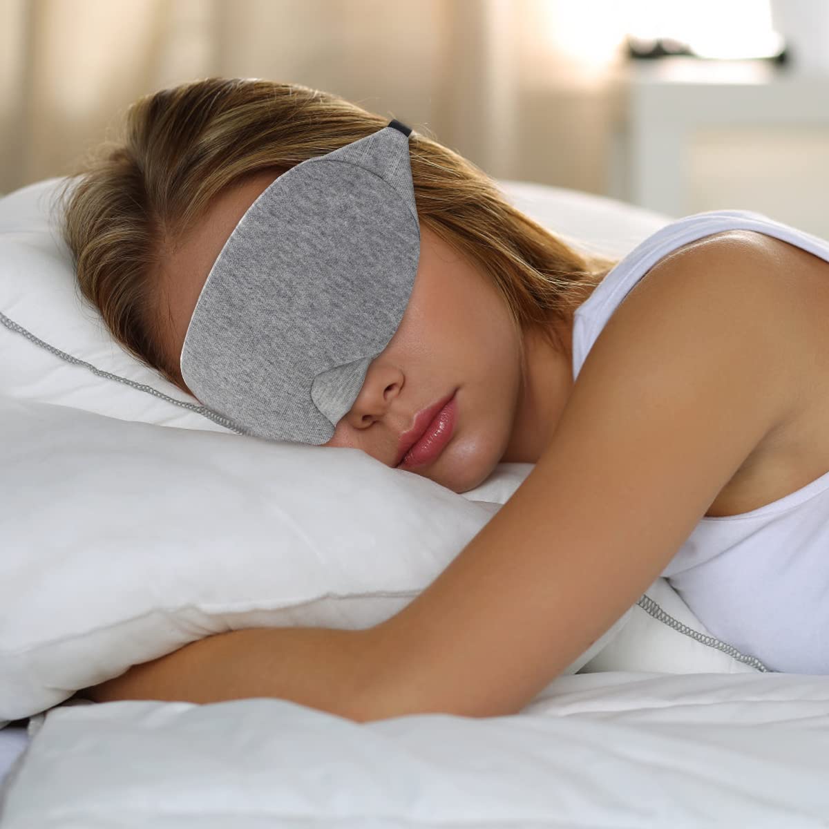 HANNEA Cotton Eye Mask for Sleeping with Adjustable Strap and Curved Nose Design | Soft Light Blocking for Travel