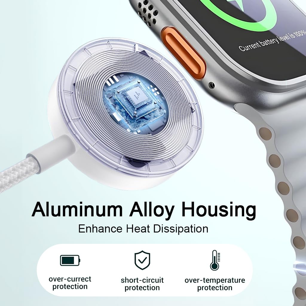 ZORBES 4 in 1 USB C Charging Cable for iPhone and Apple Watch featuring Wireless Charger | Travel Ready Multi Connector Cord