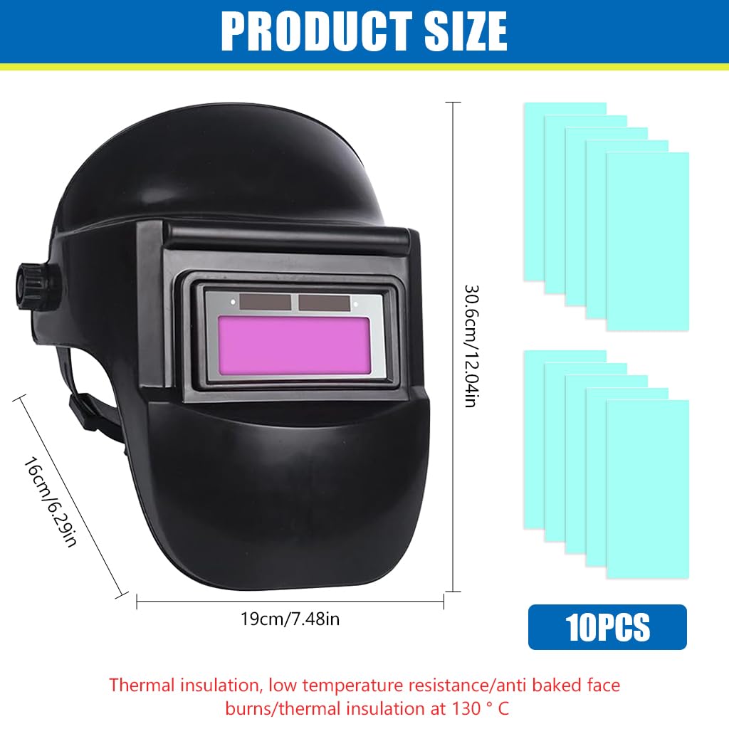 Serplex® Auto Darkening Welding Helmet Flip-Up Face Mask Welding Helmet with 10 Replacement Auto Darkening Lens Heat Resistant Universal Arc Welding Helmet for GMAW, PAW, GTAW, TIG