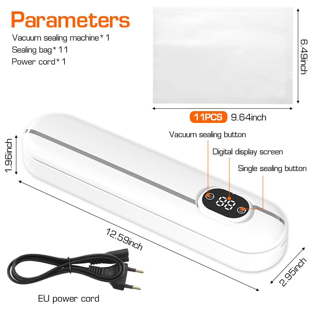 Supvox Vacuum Sealer Machine for Food with 10 Bags featuring 28 cm Sealing Width & Dry and Moist Modes | Full Automatic Kitchen Food Preserver