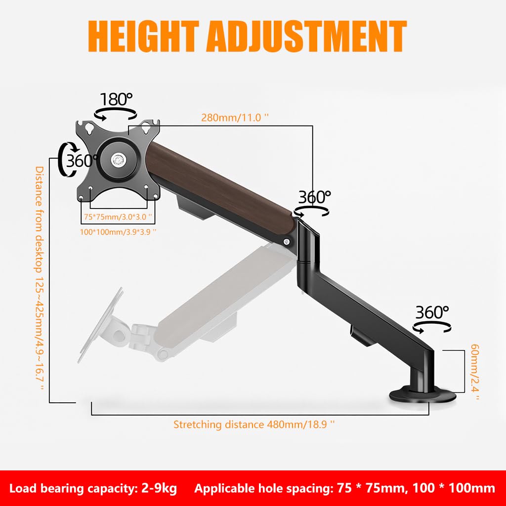 ZORBES Monitor Mount for 17–38 Inch Screens with 360 Degree Adjustable Clamp | Alloy Steel Stand