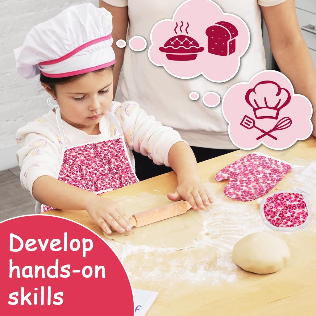 HASTHIP Kids Baking Set for Pretend Play with 7Pcs Tools and Waterproof Apron | Gift for Girls