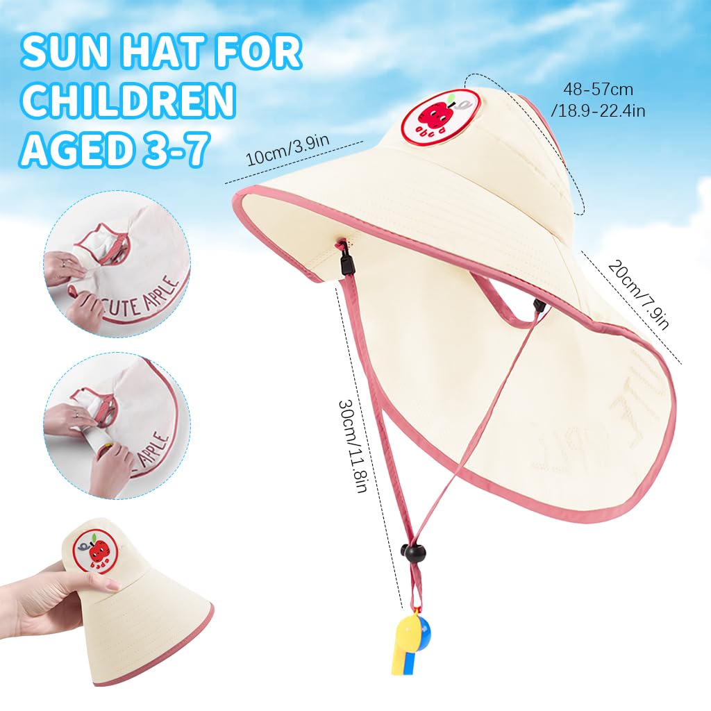 SNOWIE SOFT Kids Sun Hat for Summer with UPF 50+ Protection and Adjustable Chin Strap | Wide Brim Neck Flap Design for Girls 3–10 Years