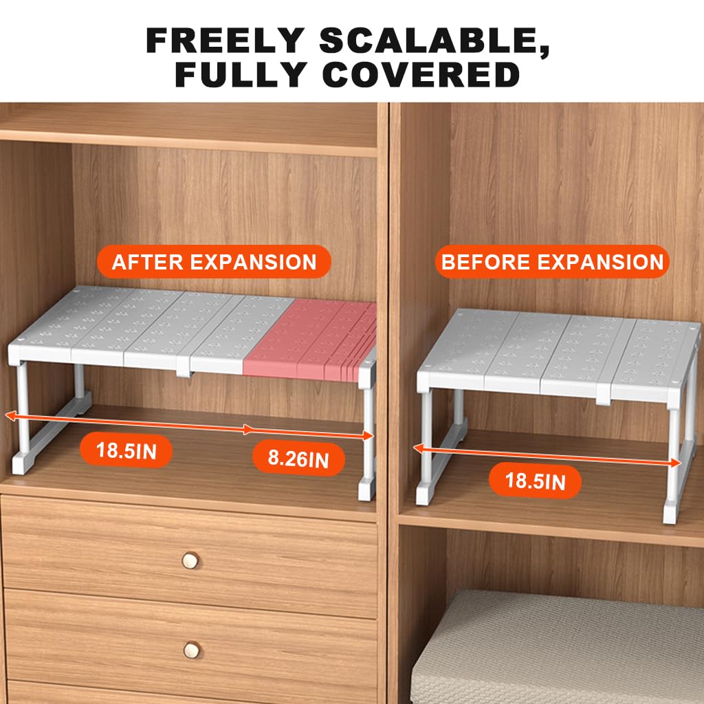 HASTHIP Adjustable Wardrobe Shelf for Cabinets with 18–26 in Expandable Rack | 110 lbs Capacity Carbon Steel