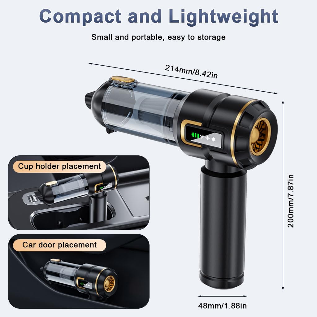 STHIRA Wireless Car Vacuum Cleaner for Car and Home with 16000Pa Suction and LCD Display | 6000mAh Battery