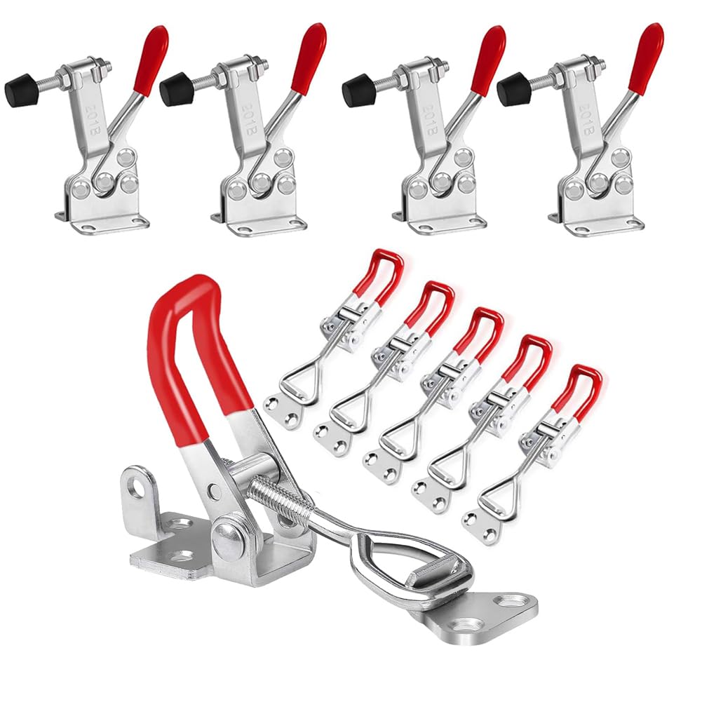 Serplex Toggle Clamp Combo for Cabinet and Toolbox with 330lbs Force featuring Lock Hole | Zinc-Plated Heavy Duty Clips