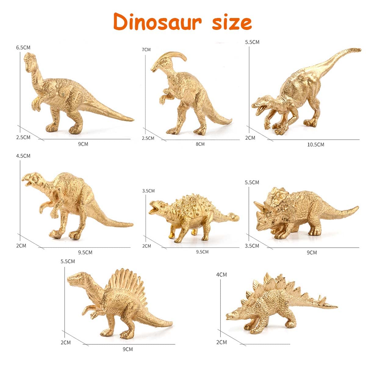 PATPAT Dinosaur Toys for Kids 14 PCS Realistic Golden Jurassic Dinosaur Model Figure Playset Plastic Dinosaur Action Figures Dinosaur Theme Birthday Decorations Party Room Decor Gift for Boys Girls