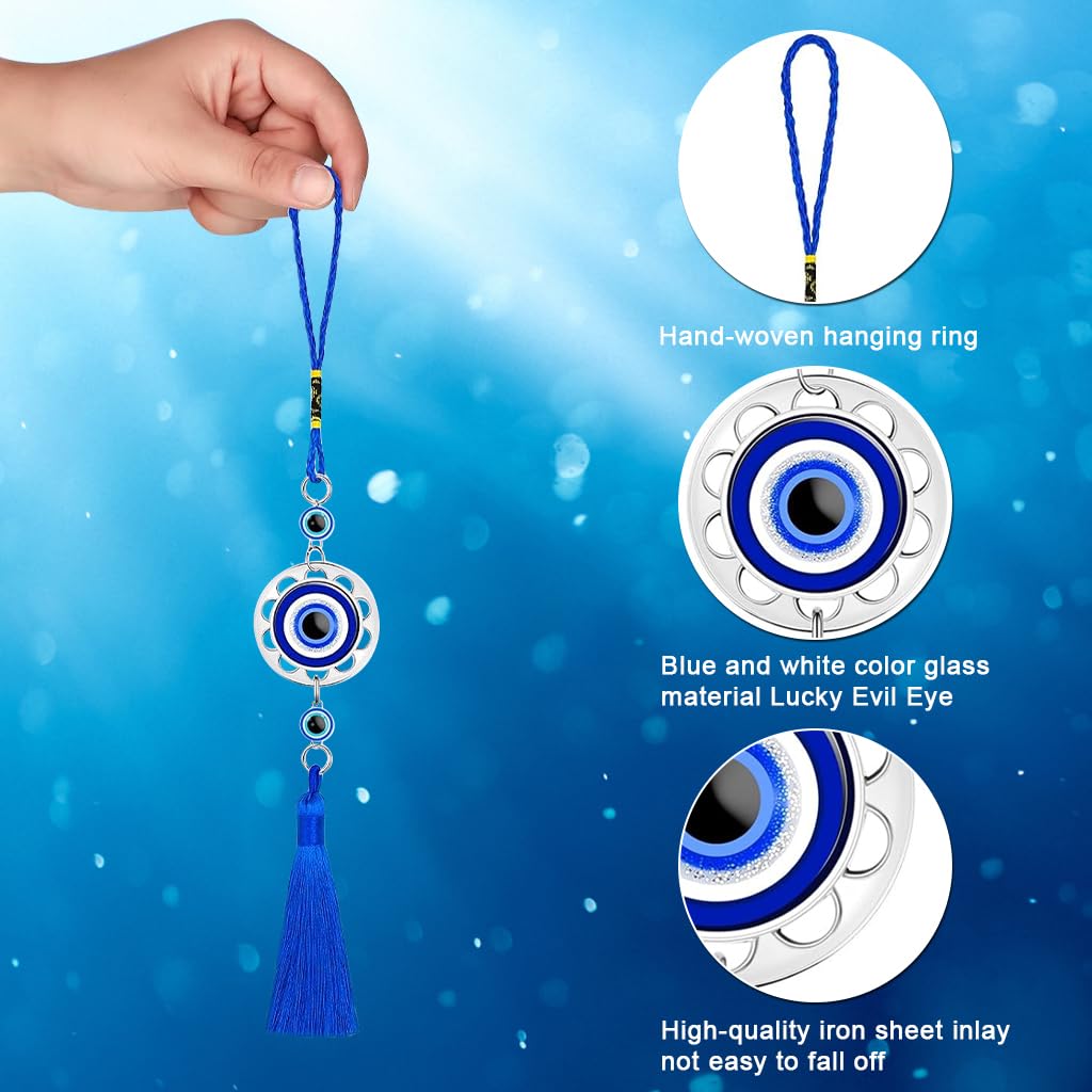 ZIBUYU Lucky Evil Eye Car Hanging Ornament for Rear View Mirror featuring Protective Amulet Design and Decorative Charm | Adds Positive Energy and Stylish Auto Accent