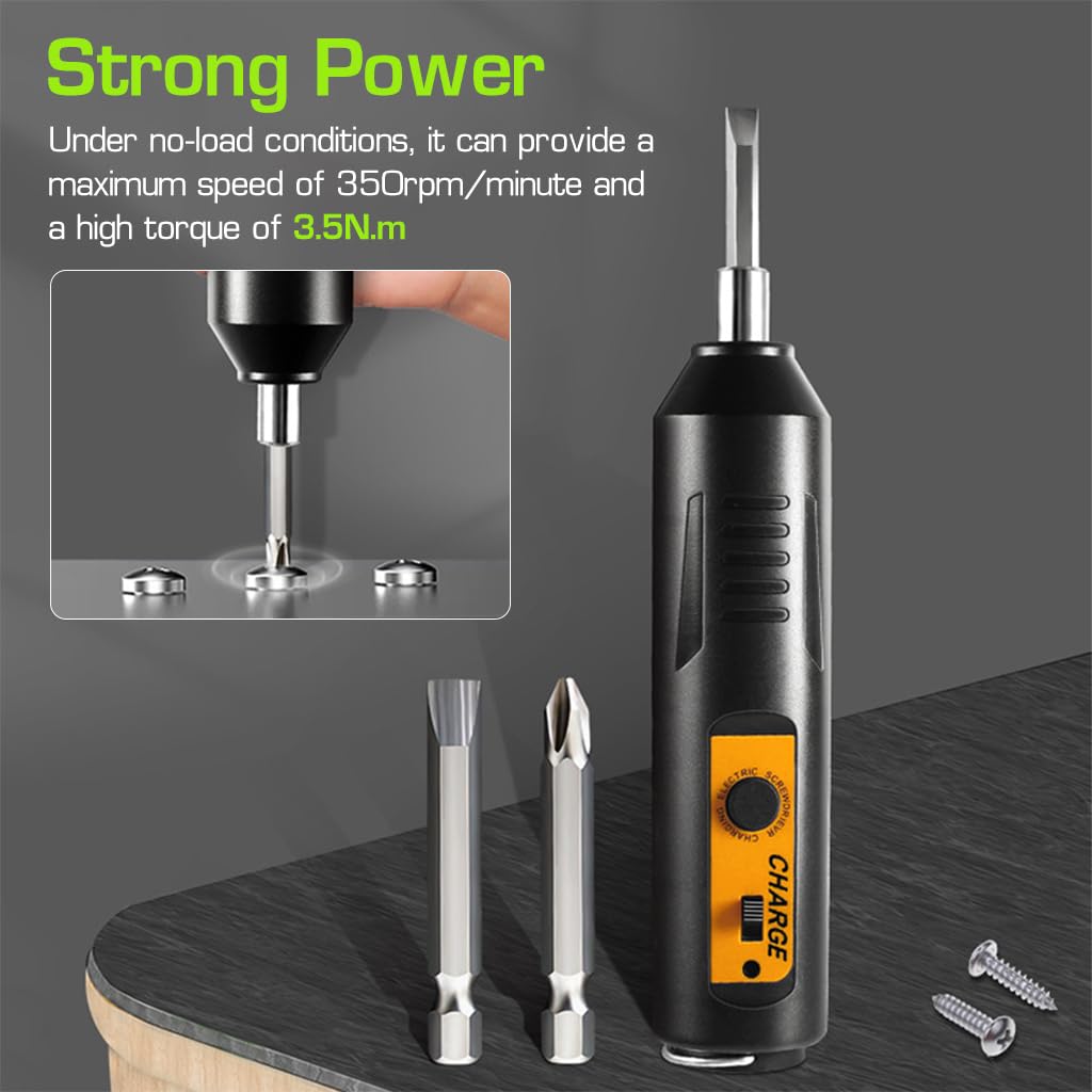 Serplex Electric Screwdriver Set for Home and DIY Use with 34 Bits and 3.5NM Torque | USB Rechargeable 3.6V Cordless Tool