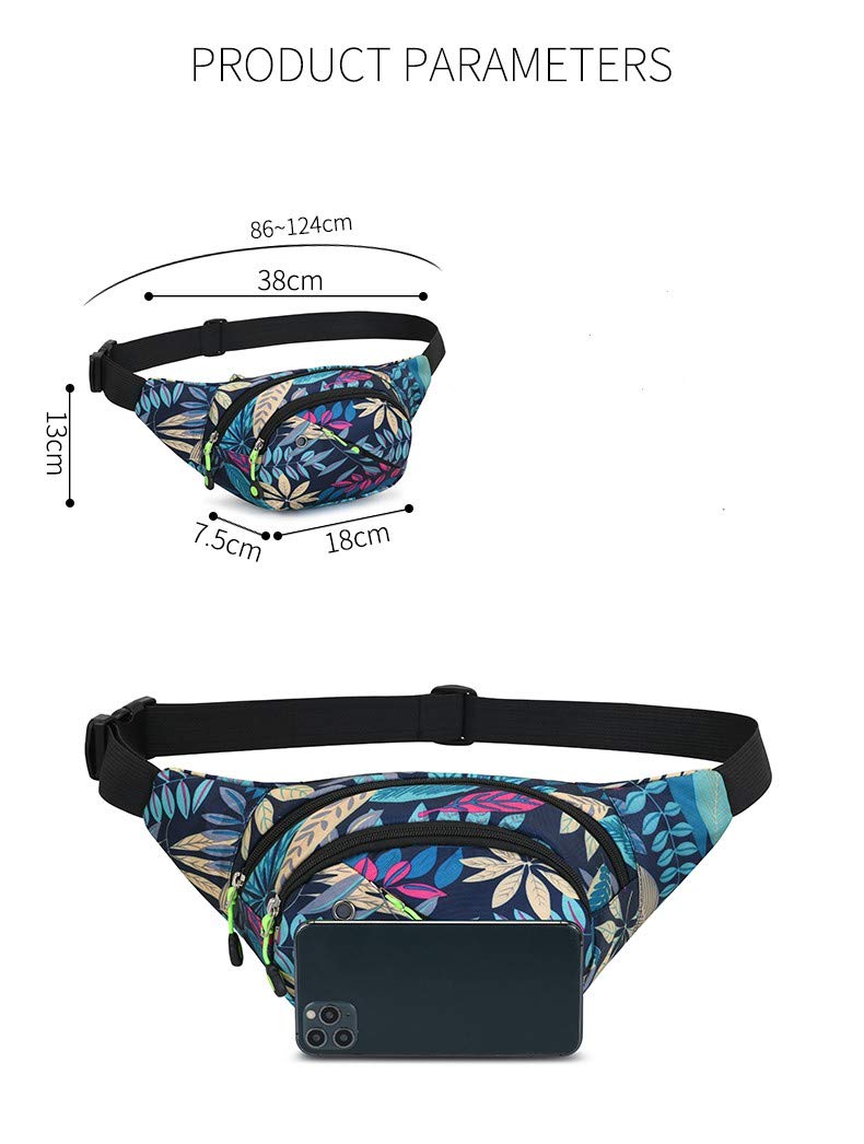Gustave Waist Bag for Outdoor Running and Hiking with 32–51 in Adjustable Strap | Waterproof Nylon Geometric Blue Design