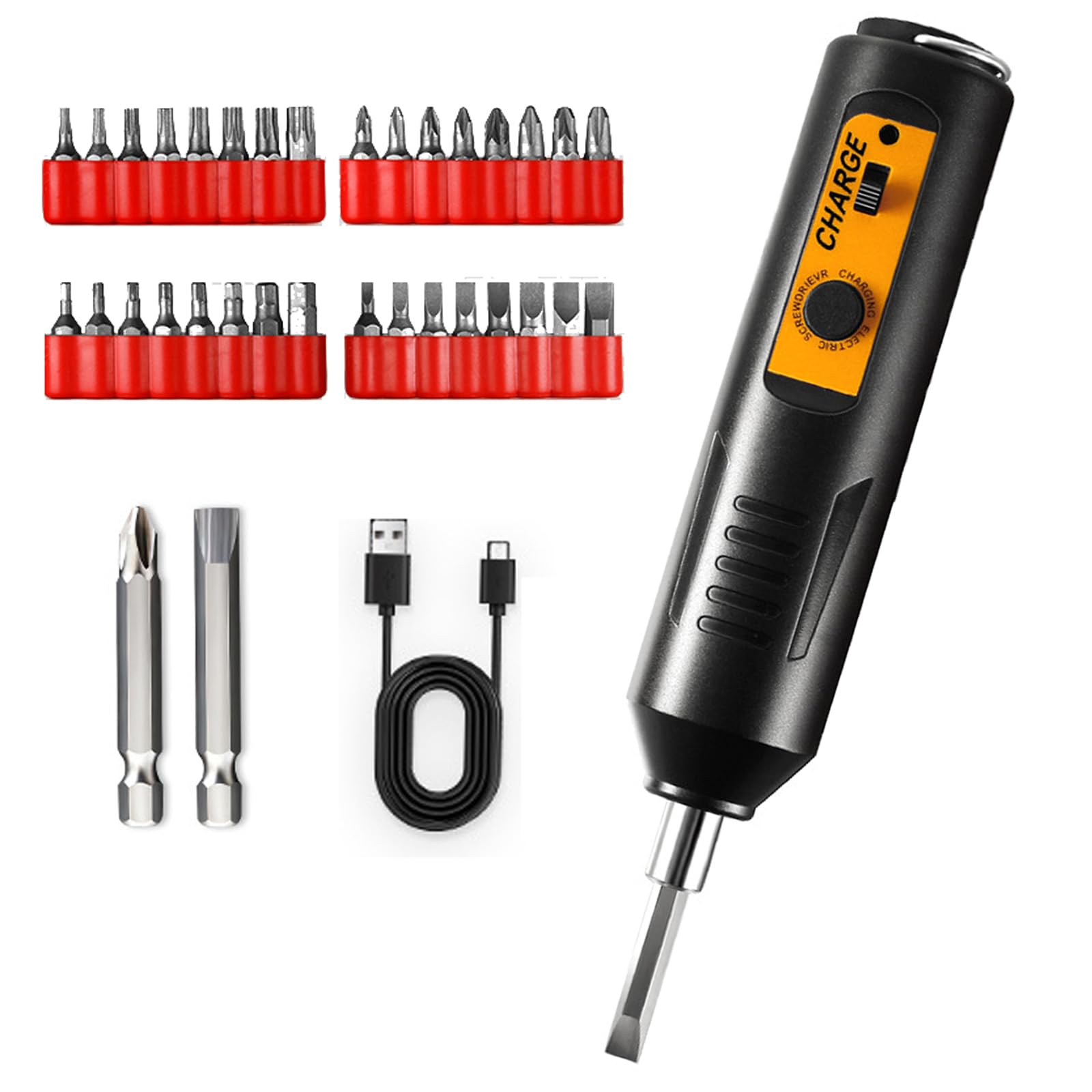 Serplex® 34-in-1 Electric Screwdriver 3.6V Cordless Screwdriver Set with 34 Bits, Precision Screwdriver Set USB Rechargeable Screwdriver Bit Set Mini Electric Screwdriver Tool Set Portable Screwdriver