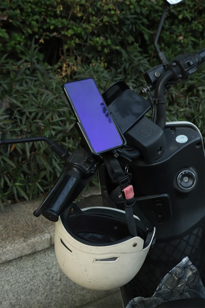 STHIRA Motorcycle Helmet Lock with Phone Holder for 20–33mm Handlebar | Aluminum Alloy