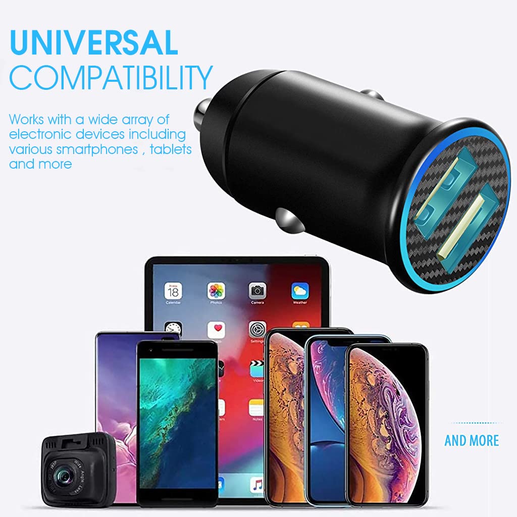 ELEPHANTBOAT Mini Car Charger with Dual USB 30W Ports for Fast Charging | Metal Casing
