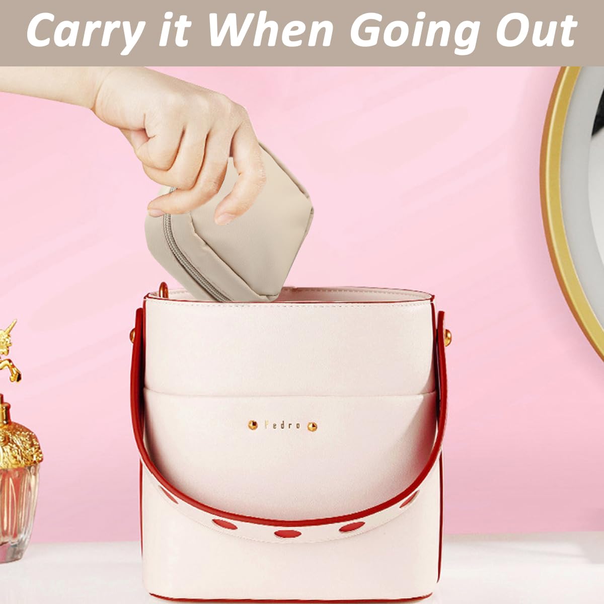 MAYCREATE Small Lipstick Makeup Pouch for Travel with Handstrap | 3.9 in Waterproof Nylon Bag