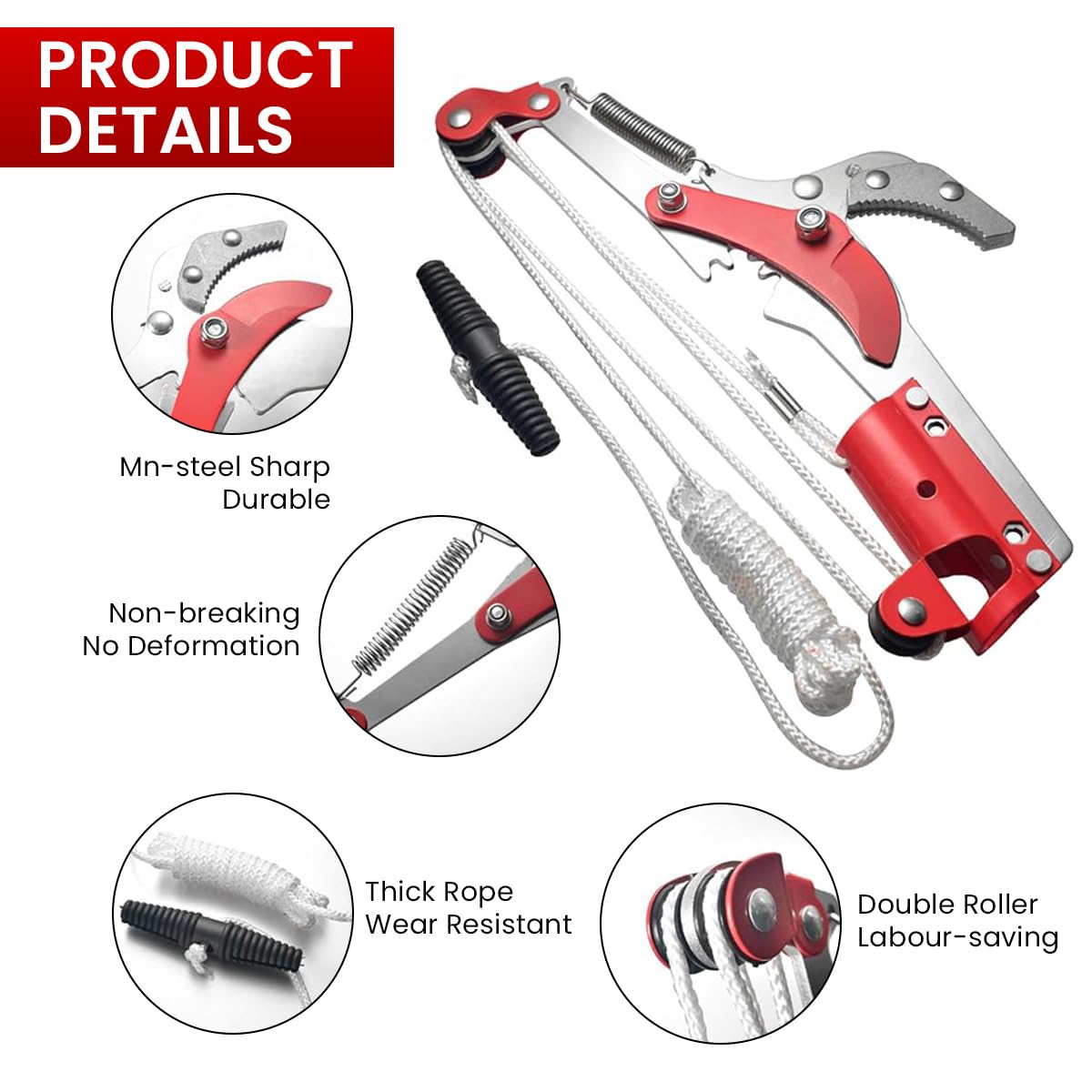 Serplex Tree Pruner for High Branch Cutting with Cord-Controlled Bypass | SK5 Alloy Steel 3 PCS