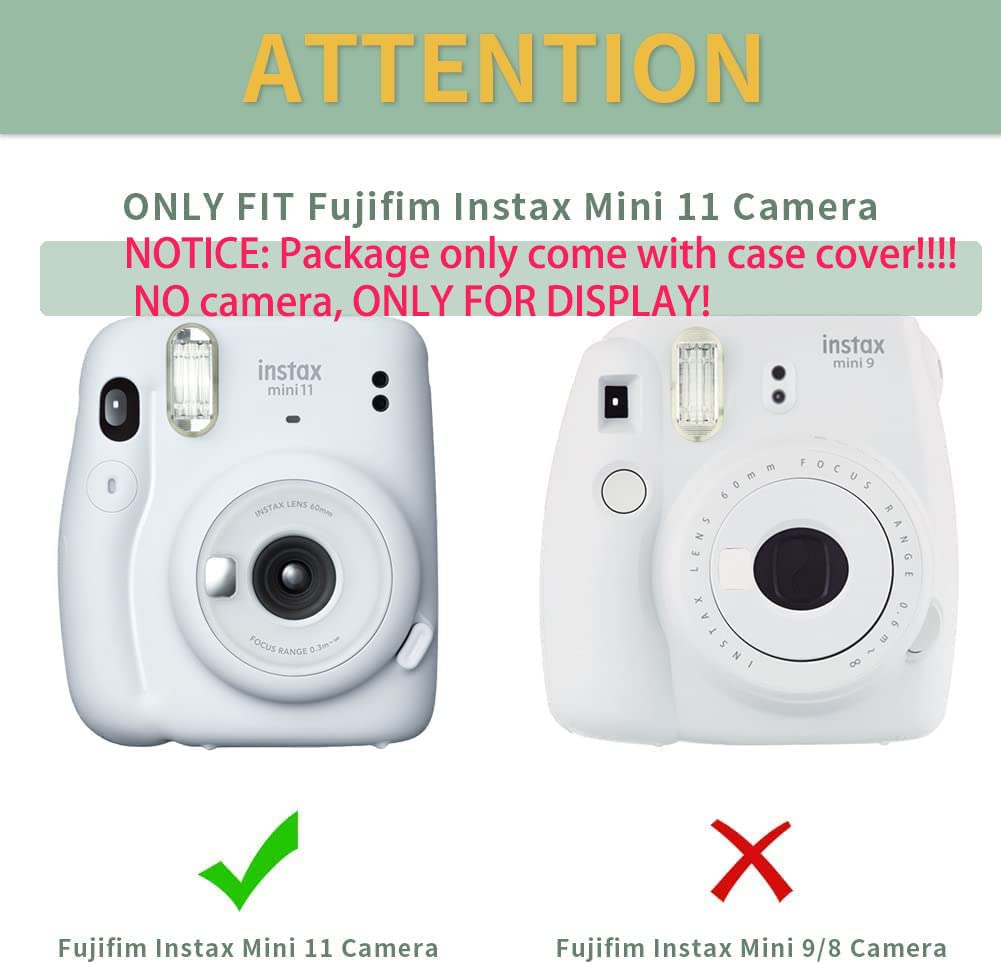 ZORBES Instax Mini 11 Case Cover, Crystal Protective Camera Case for Fujifilm Instax Mini 11, with Flim Sheet Holder, Easy Install Shell Cover with Shoulder Strap for Intex Camera Mini 11 (case only