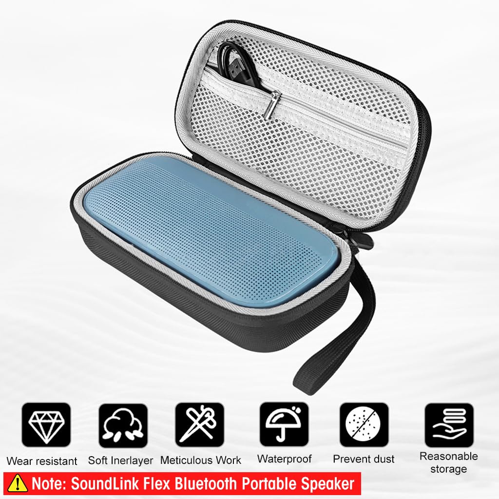 Zibuyu Carrying Case for Bose SoundLink Flex with Hand Strap and Hard EVA Protection | 2PCS Storage Set