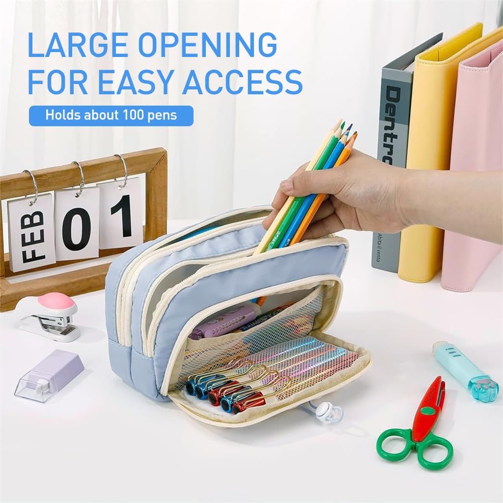 ZIBUYU Pencil Case for Office College and School Use | Large Capacity Pen Organizer Pouch
