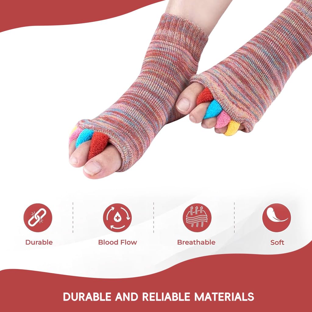 Zibuyu Toe Separator Socks for Foot Alignment and Bunion Relief 3PCS | Breathable Cotton