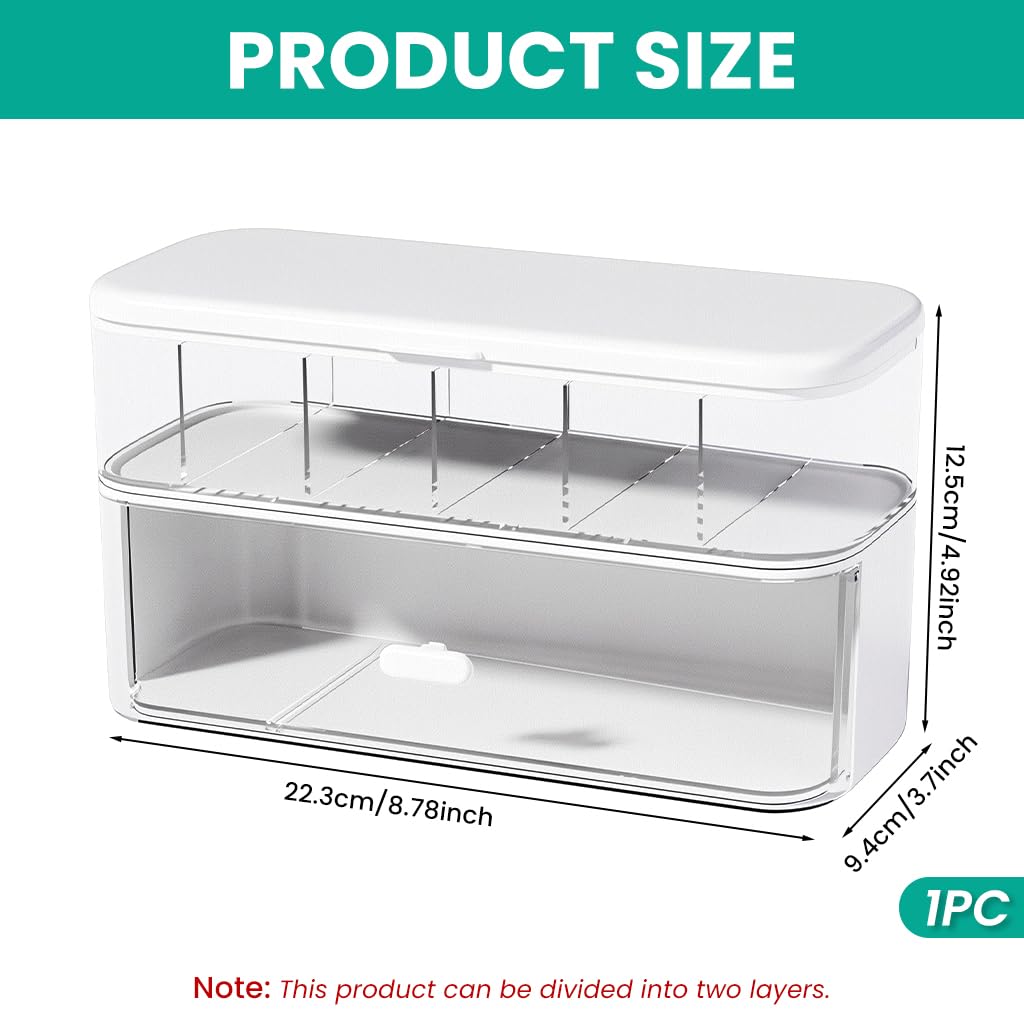 ZORBES Data Cable Organizer Case with Double Layer Drawer and Clear Multi Compartment Lid