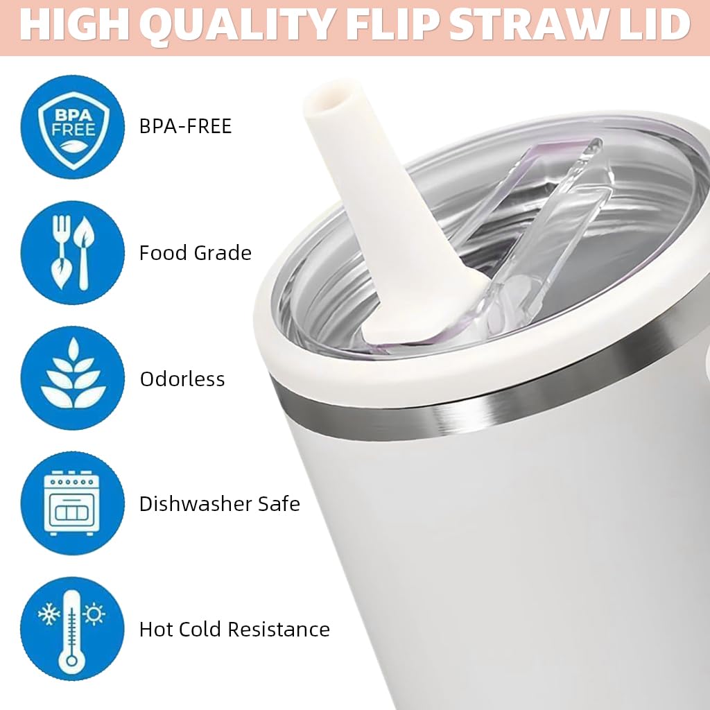 HASTHIP Flip Straw Lid Replacement for 40oz Stanley Cup with Leak Proof Seal and BPA Free Plastic | 2 Pack Reusable Tumbler Cover
