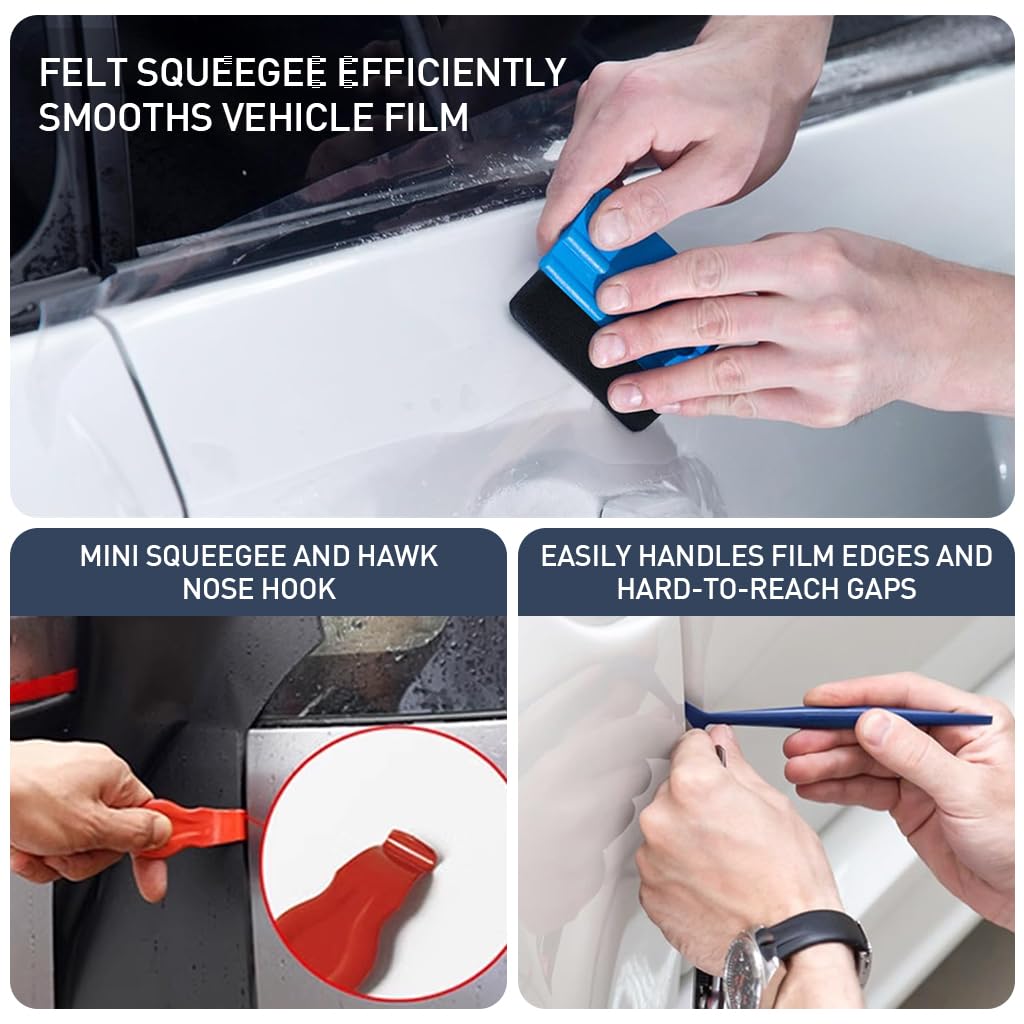 ZIBUYU Car Window Tint Tool Kit for Film Installation featuring Precision Cutters | 9 Pcs ABS and Rubber Set