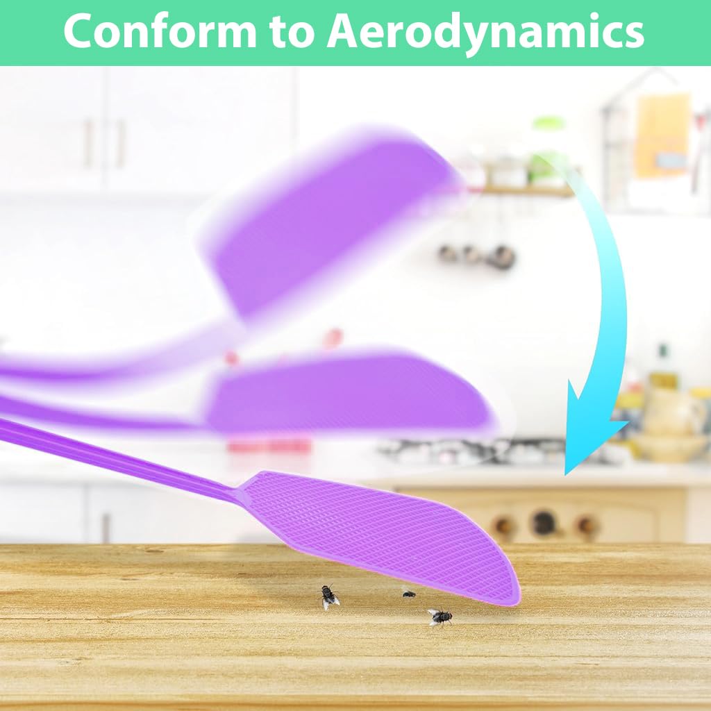 Supvox Fly Swatters for Kitchen and Home with 17.5 in Long Handle & Ergonomic Grip | Durable PP Grid Paddle