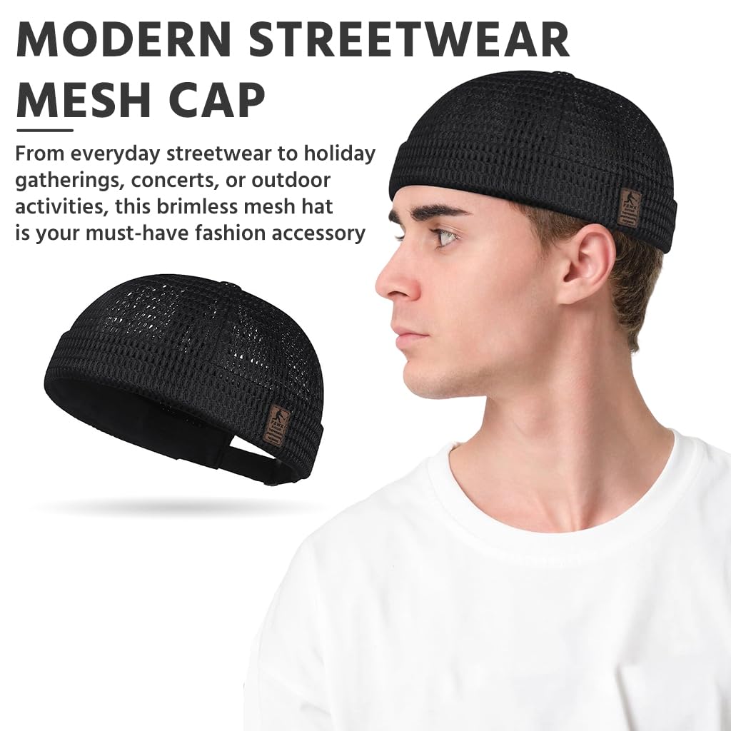 GUSTAVE Brimless Mesh Cap for Summer Streetwear with Adjustable Fit and Breathable Design