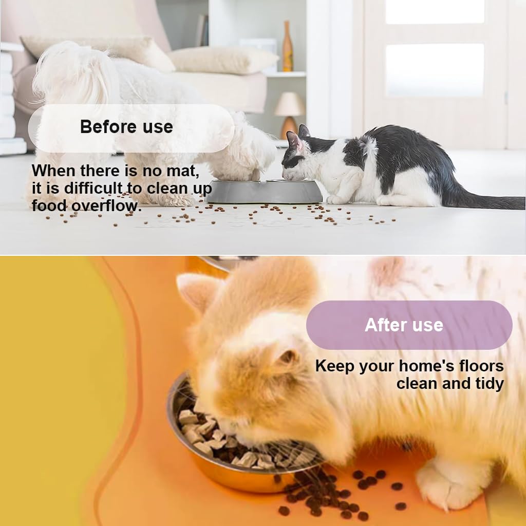 Qpets Pet Feeding Mat for Cats and Dogs featuring Raised Edge Design 45.5x30cm | Waterproof Silicone Floor Tray