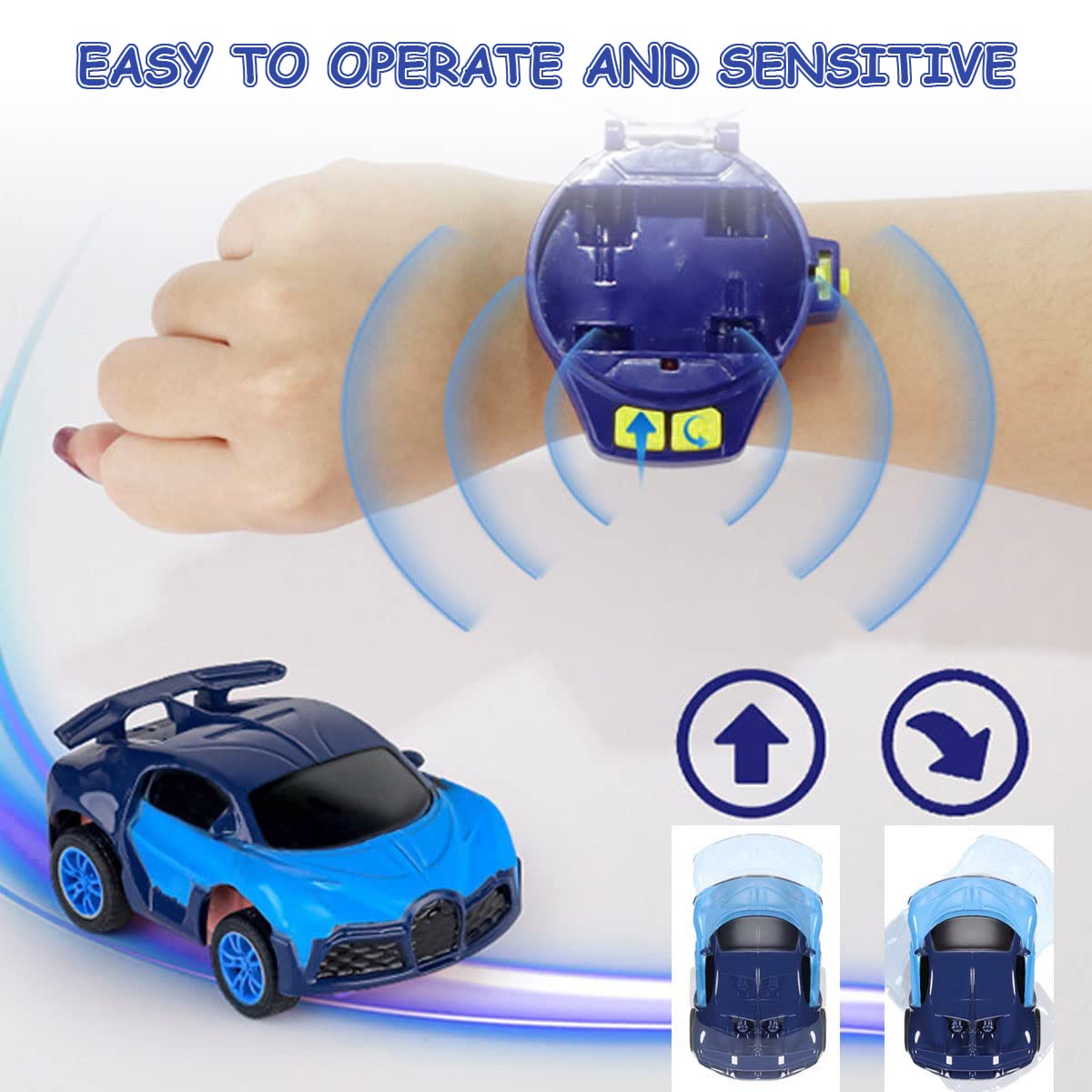 PATPAT Remote Control Car Watch for Kids featuring 2.4GHz Control and USB Rechargeable Toy | Blue