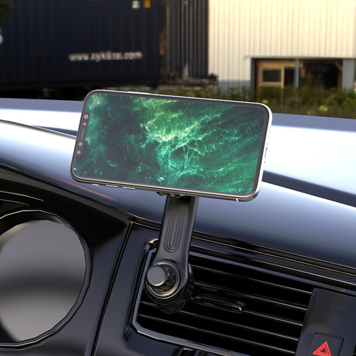 STHIRA Car Mobile Holder for MagSafe with 360° Rotatable Arm and Enhanced Steel Hook | Universal Vent Mount for iPhone 15 to 12