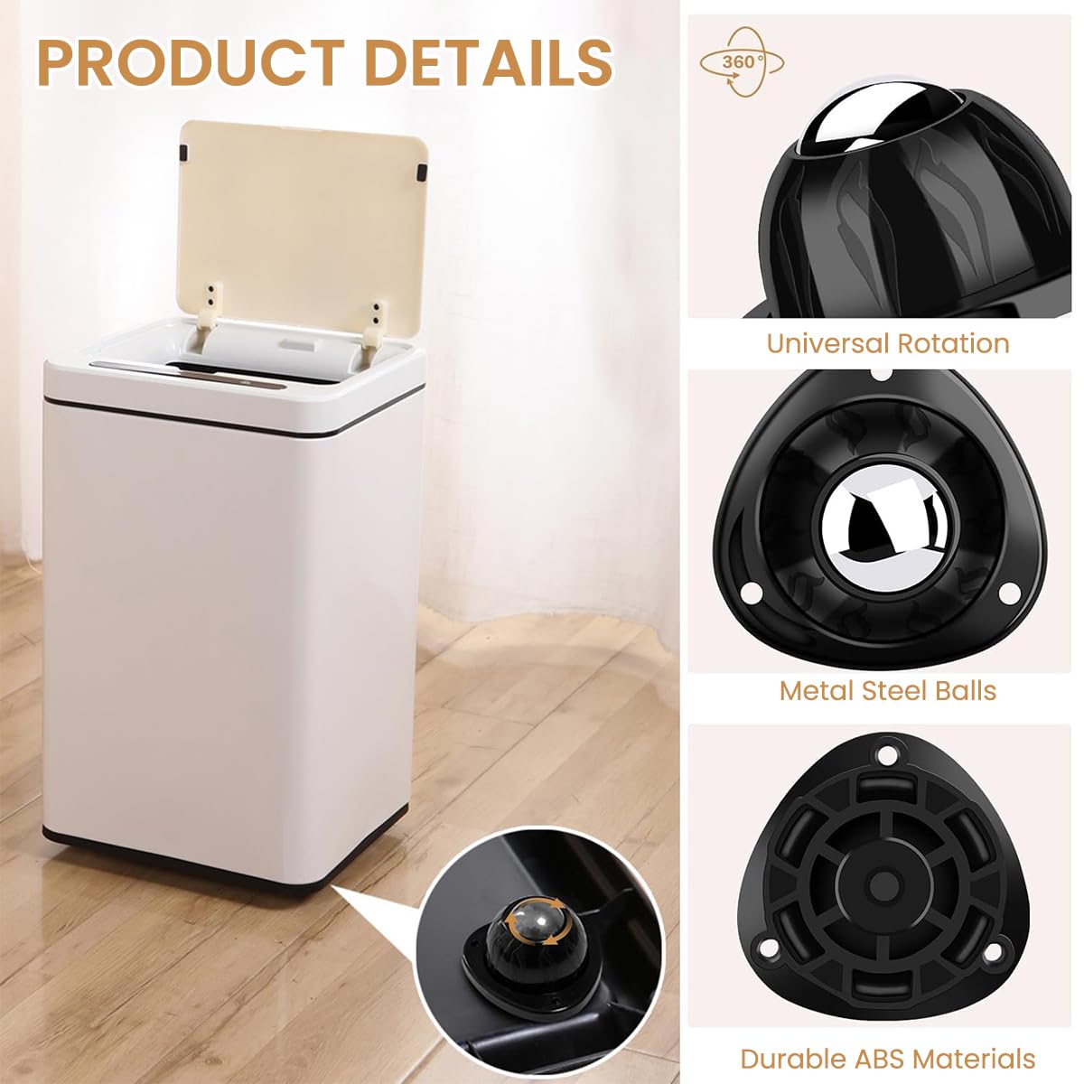 Serplex Self Adhesive Mini Caster Wheels for Furniture and Appliances featuring 360° Swivel | 4pcs Set with 50kg Load Capacity and ABS Nickel Steel Design