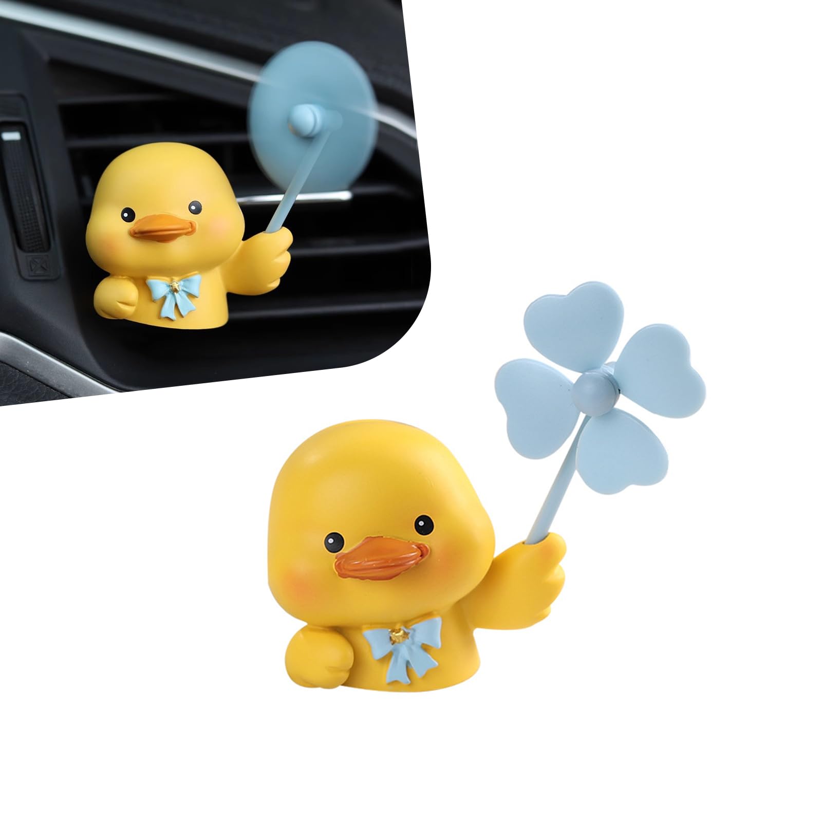 ZIBUYU® Cute Duck Car Air Fresheners Vent Clips, Auto Outlet Vent Fresheners with Rotating Windmill, Creative Fan Air Outlet Clip Decoration with 2 Scented Pad, Universal Dashboard Trim Clip for Cars