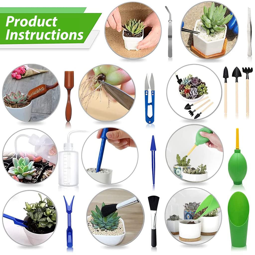 HASTHIP® 13pcs Gardening Tools Kit, Plant Tools Kit for Home Gardening Agricultural Tools for Small Plants, Transplanting, Seedling, Succulent Planting