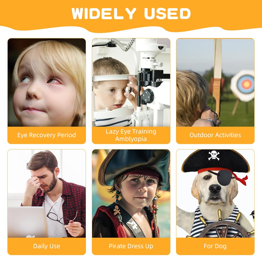 ZIBUYU Eye Patches for Lazy Eye with Adjustable Strap and 3D Soft Fabric | 2Pcs Black and Leopard Print