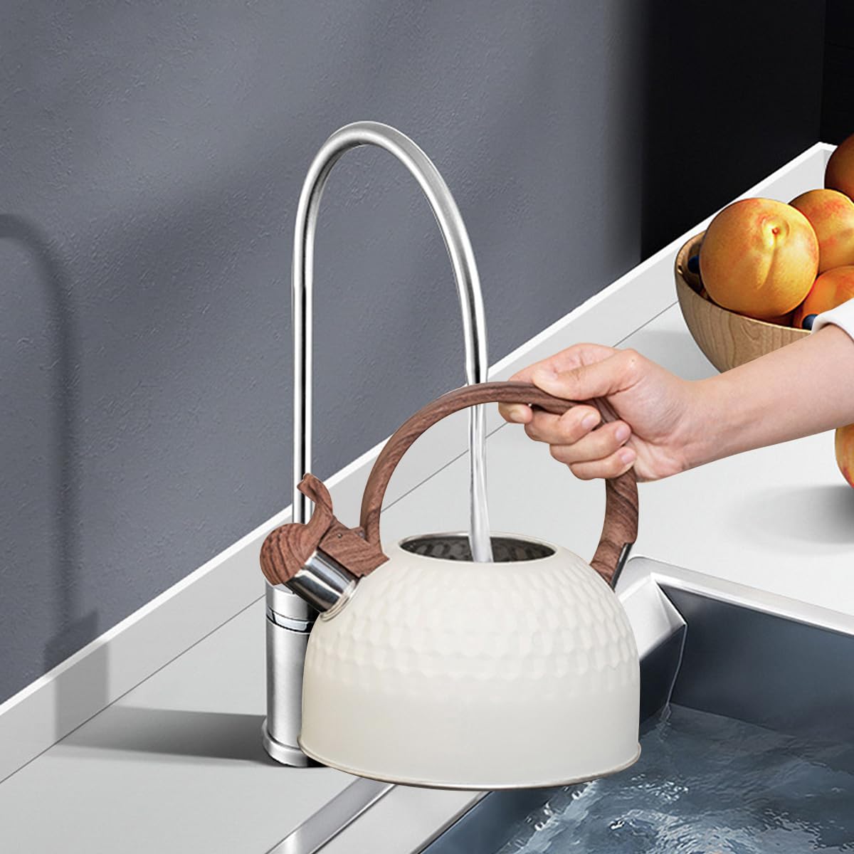 Supvox Tea Kettle for Gas and Induction Stove with 2.5L Capacity and Anti Scald Handle | Stainless Steel Whistling Pot for Home or Camping