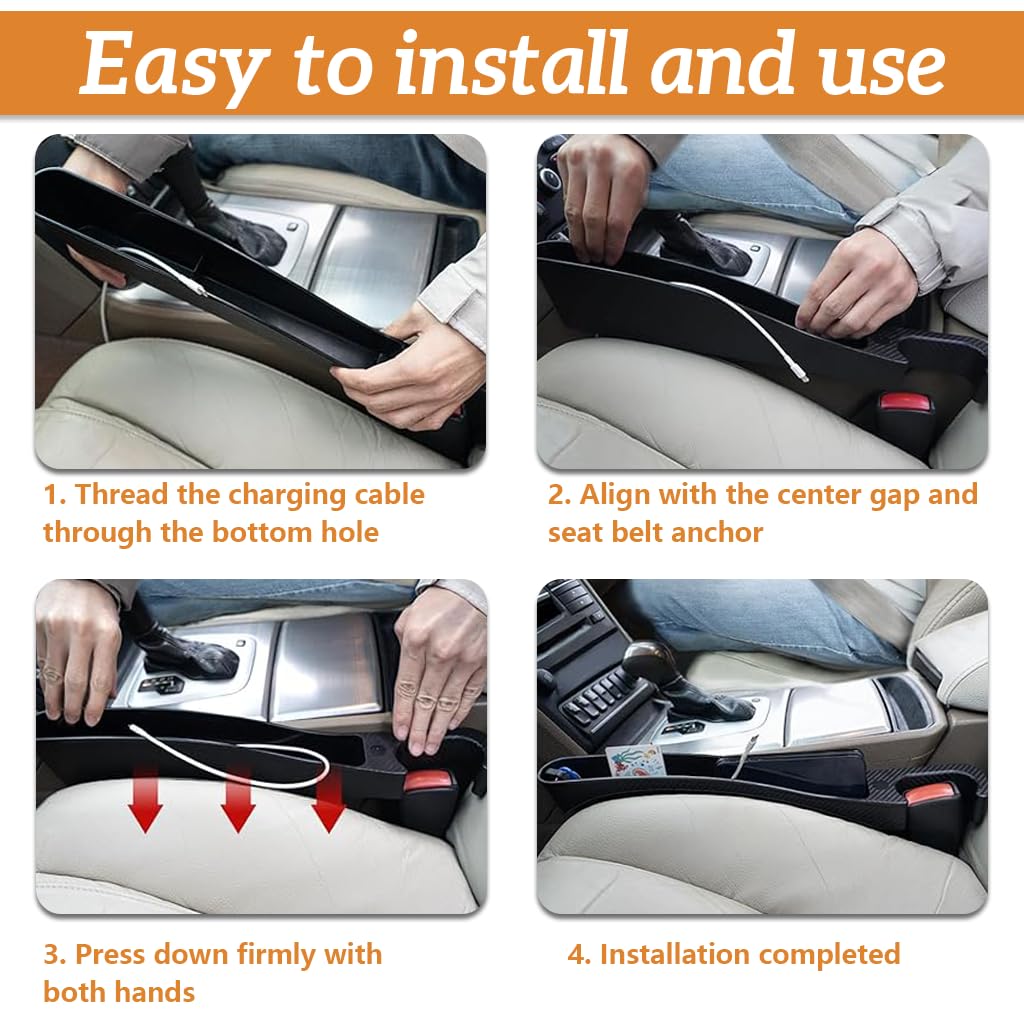 STHIRA Car Seat Gap Filler Organizer for Cars SUVs Trucks featuring Cable Hole & TPU Material 16.5 in | Easy Install and Prevents Item Loss