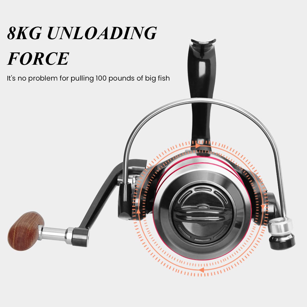 Proberos® Fishing Reel HB6000 Heavy Duty Metal Fishing Reel Smooth 11BB Left/Right Interchangeable Metal Shaft Handle Smooth 11BB 5.2: 1 Gear Ratio