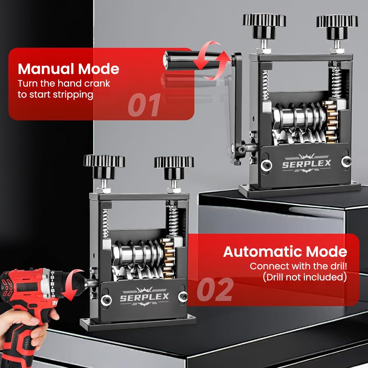 Serplex Cable Stripping Machine for 1–17mm Wires with 6 Channels and Hand Crank | Aluminum Frame