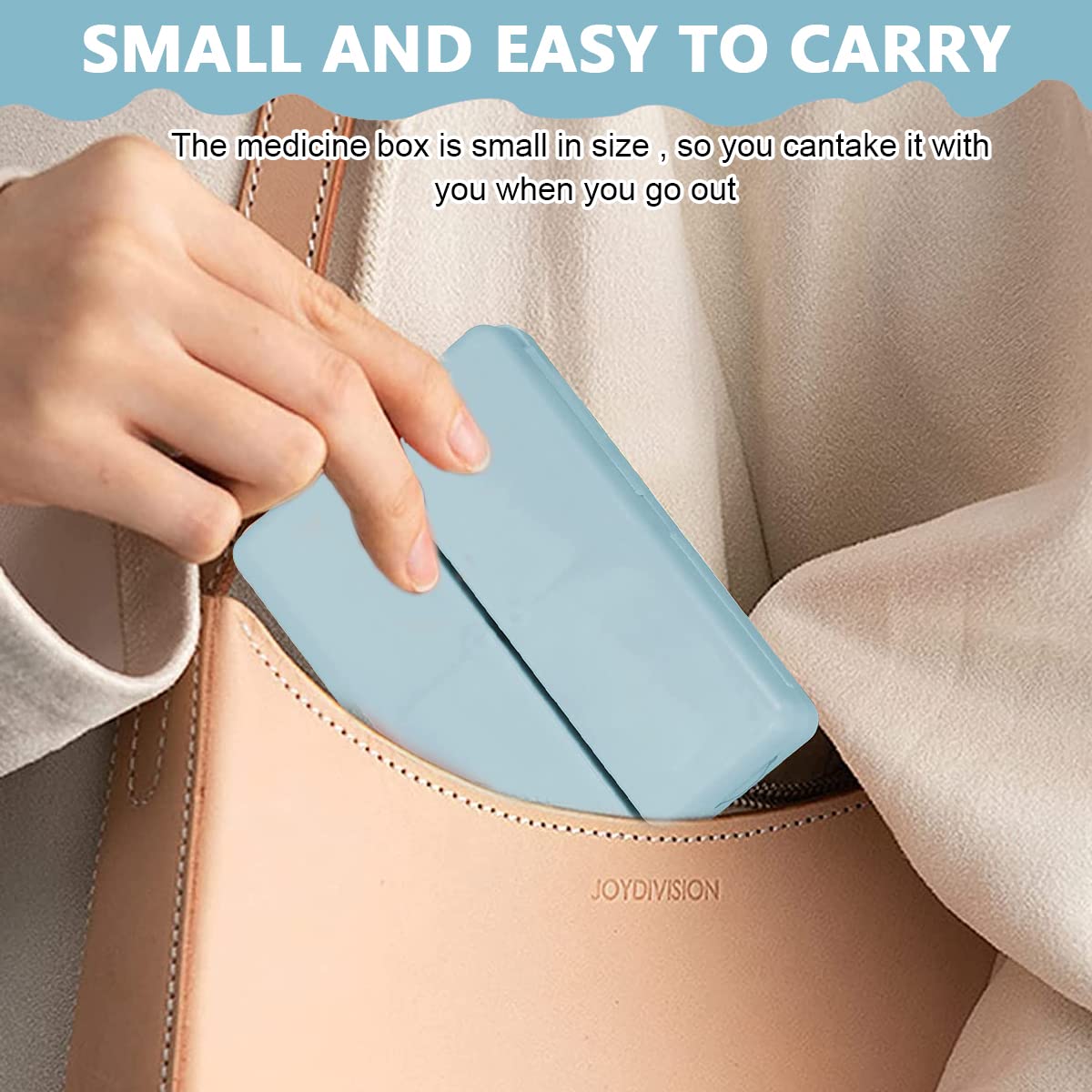 HANNEA Pill Organizer for Travel with 7 Compartments Featuring Folding Design Blue 2PCS