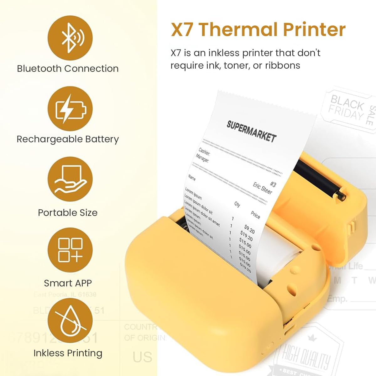 ZEITEL Portable Thermal Mini Printer for Notes and DIY Scrapbook with 13 Rolls Paper | Inkless Bluetooth Printing for Students and Kids