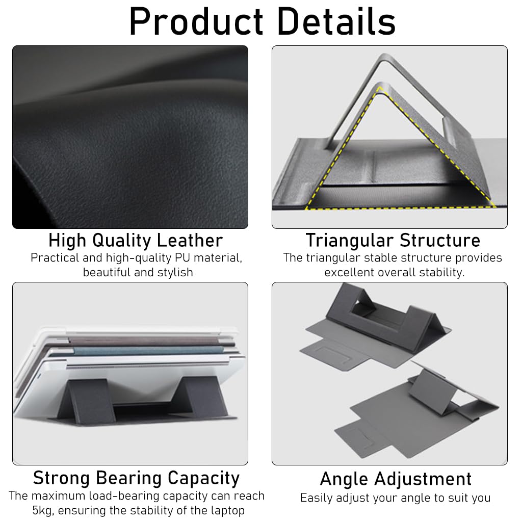 ZORBES Laptop Stand for Home Office with 2 Adjustable Angles and Anti Slip PU Cover