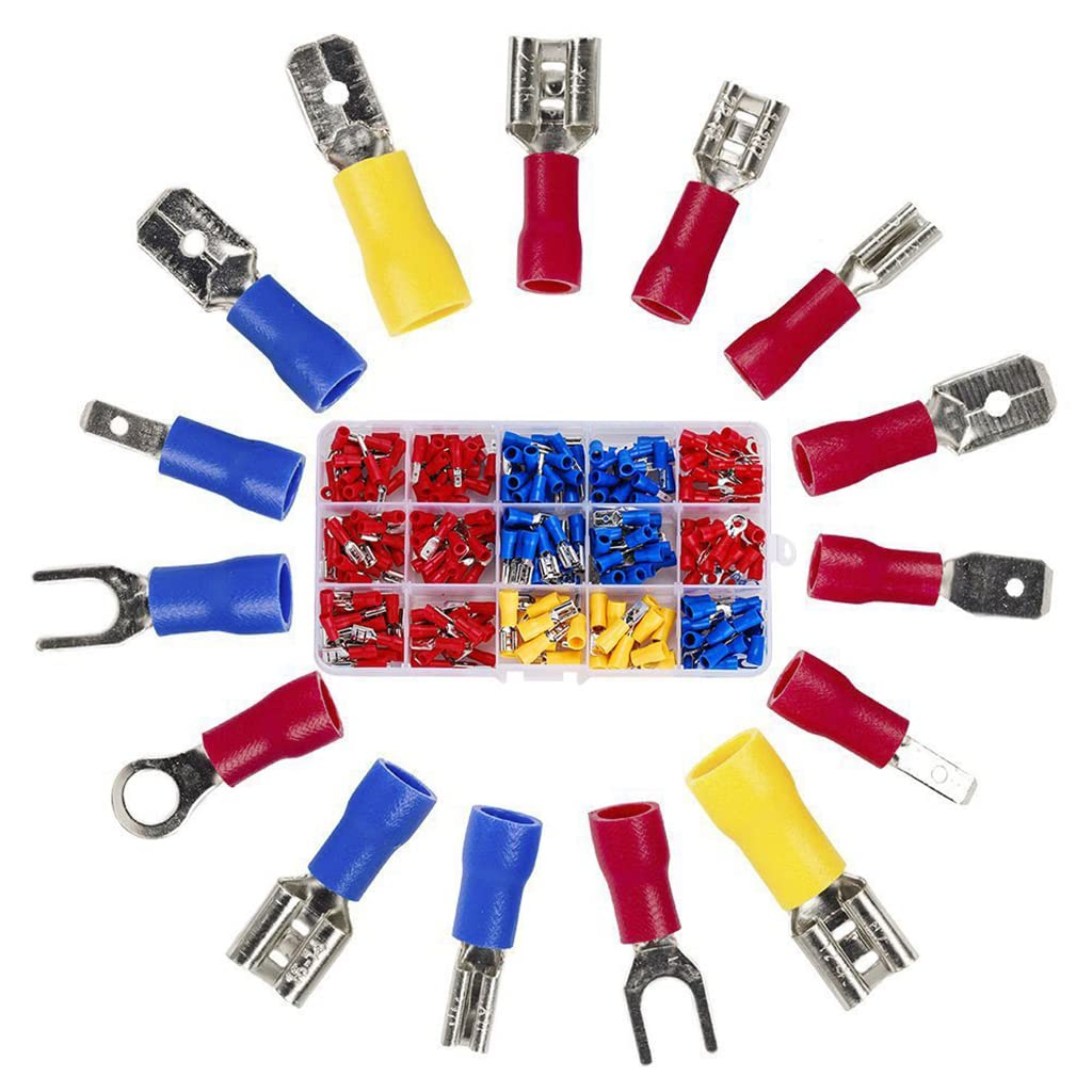 HASTHIP® 480pcs Wire Connector Jointer & Spade Connector Set, Electrical Crimp Terminals, Cable Lugs, Fork, Butt, Ring, Insulated Male/Female Connectors for Automotive, DIY, Home Wiring