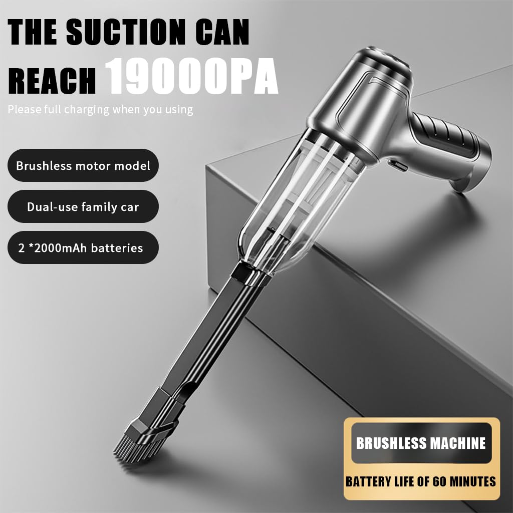 Electric Compressed Air Duster for Home Office and Car with 12000Pa Suction | 2 in 1 Cordless Vacuum featuring Washable Alloy Filter and 4000mAh Battery