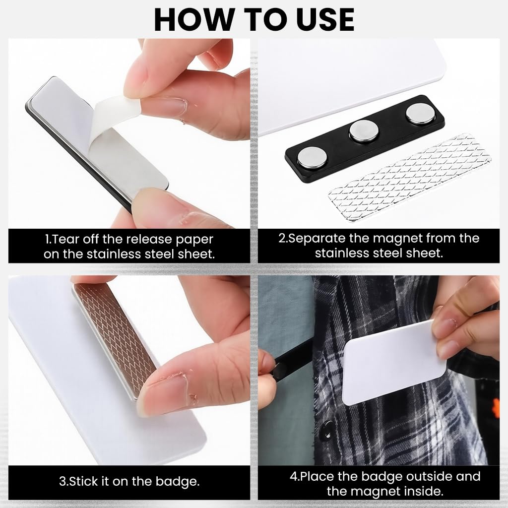 OFIFO Magnetic Name Badges 15 Pcs for Offices and Events with Self Adhesive Magnets 3x1.5 in