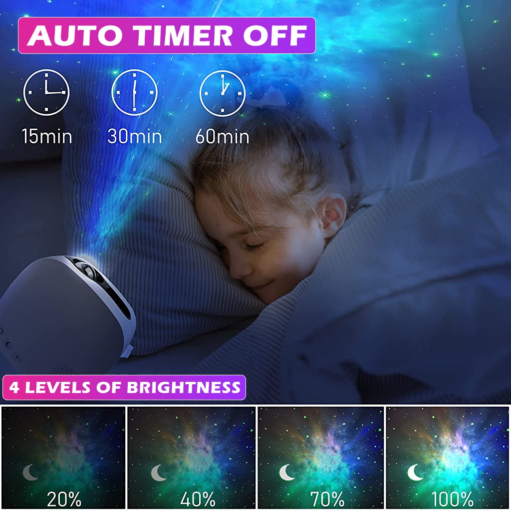 ELEPHANTBOAT Aurora Star Light Projector with 31 Modes and Bluetooth Music Player | Remote Control Timer Gift for Bedroom